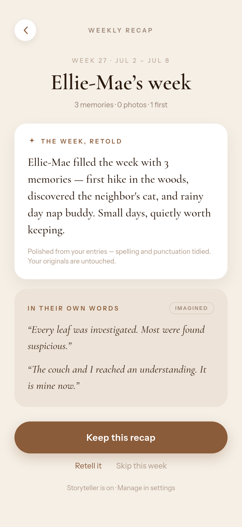 A weekly recap in Puppage’s Storyteller